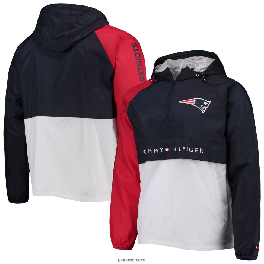 Patriots Jersey Τοπ πουλόβερ με μισό φερμουάρ tommy hilfiger navy/κόκκινο ρεγκλάν άνδρες είδη ένδυσης VPDHTZ771