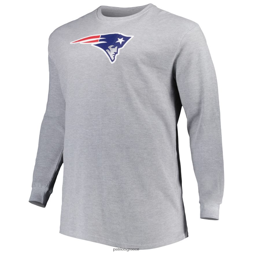 Patriots Jersey Heather γκρι μεγάλο & ψηλό θερμικό μακρυμάνικο μπλουζάκι με πλέξη βάφλα άνδρες είδη ένδυσης VPDHTZ1825