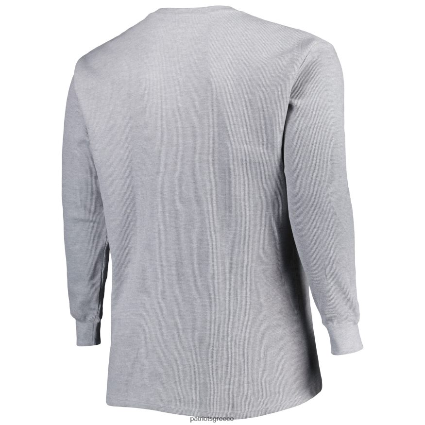 Patriots Jersey Heather γκρι μεγάλο & ψηλό θερμικό μακρυμάνικο μπλουζάκι με πλέξη βάφλα άνδρες είδη ένδυσης VPDHTZ1825