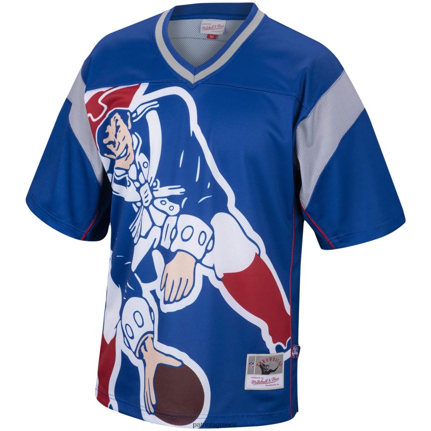 Patriots Jersey Mitchell & ness royal big face ιστορικό t-shirt με λαιμόκοψη με λογότυπο άνδρες είδη ένδυσης VPDHTZ2003