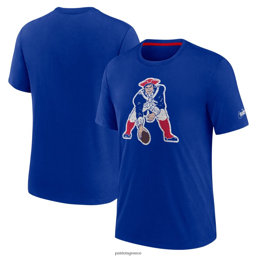 Patriots Jersey T-shirt tri-blend με λογότυπο αναπαραγωγής nike royal rewind άνδρες είδη ένδυσης VPDHTZ1942