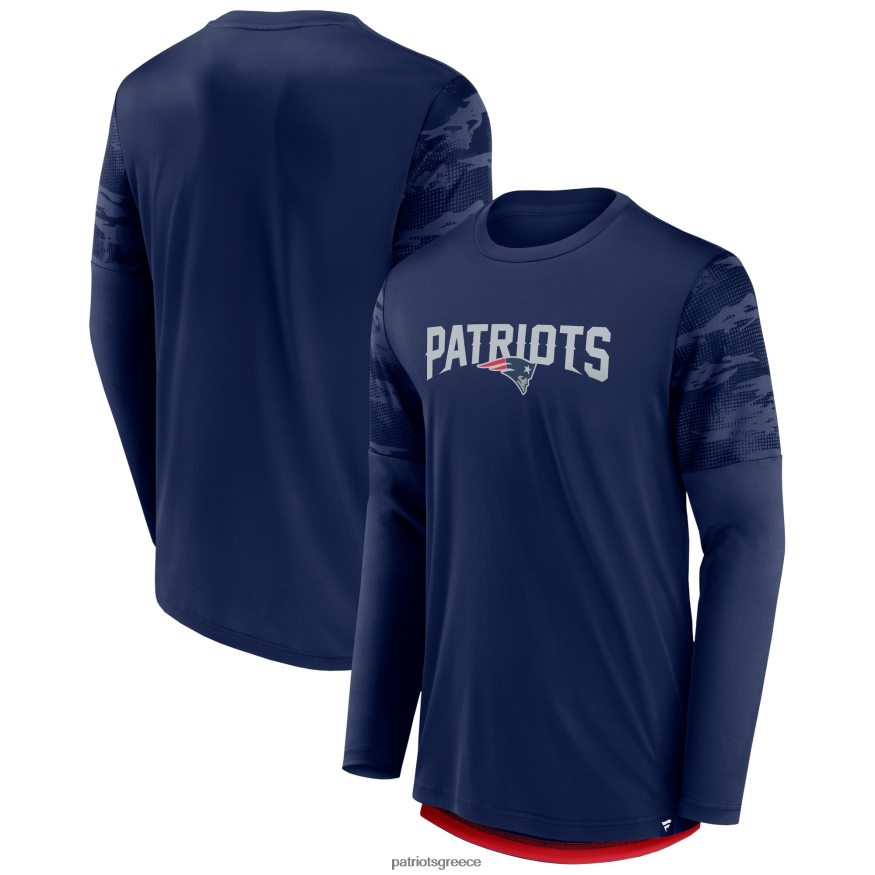 Patriots Jersey φανατικά επώνυμα ναυτικό/κόκκινο τετράγωνο μπλουζάκι με μακριά μανίκια άνδρες είδη ένδυσης VPDHTZ1882