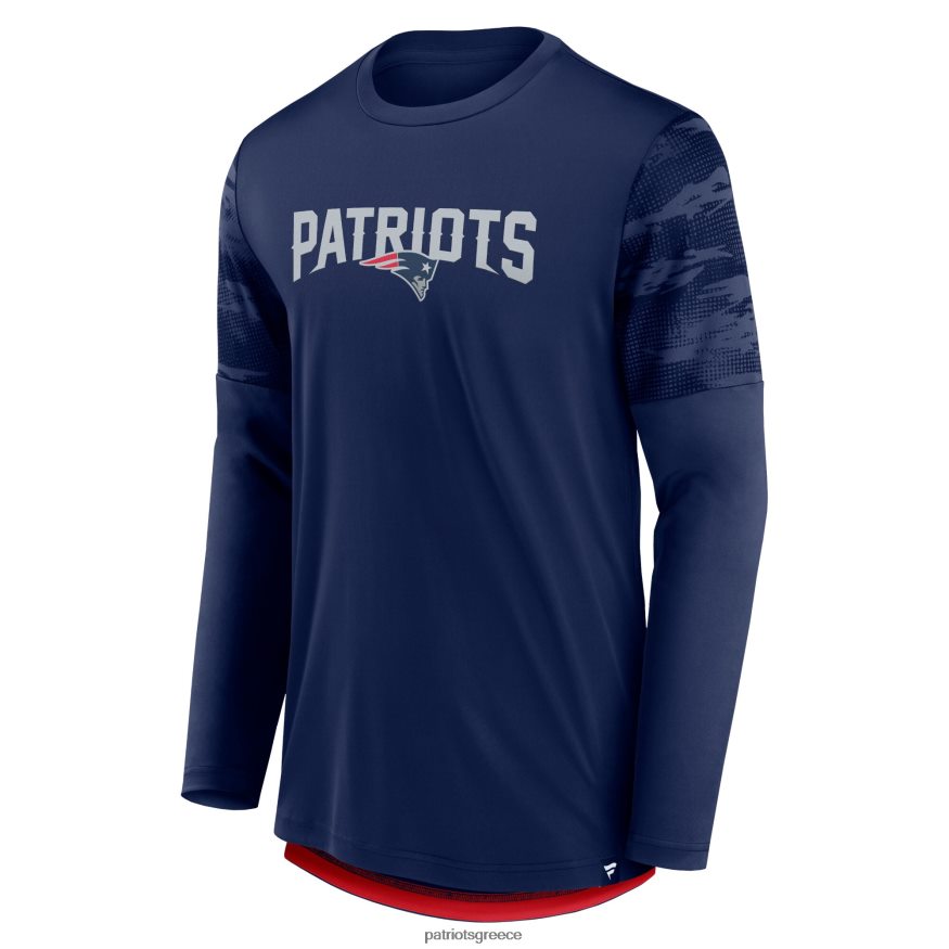 Patriots Jersey φανατικά επώνυμα ναυτικό/κόκκινο τετράγωνο μπλουζάκι με μακριά μανίκια άνδρες είδη ένδυσης VPDHTZ1882