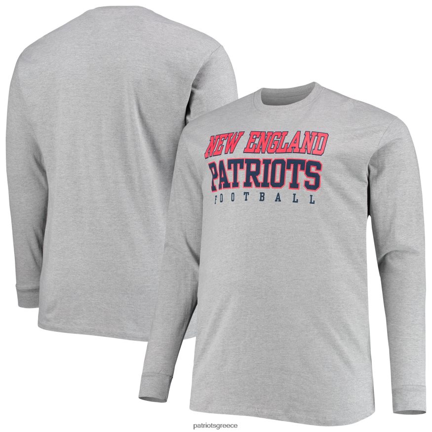 Patriots Jersey φανατικοί επώνυμα ελικοειδή γκρι μεγάλο & ψηλό μακρυμάνικο μπλουζάκι πρακτικής άνδρες είδη ένδυσης VPDHTZ1887