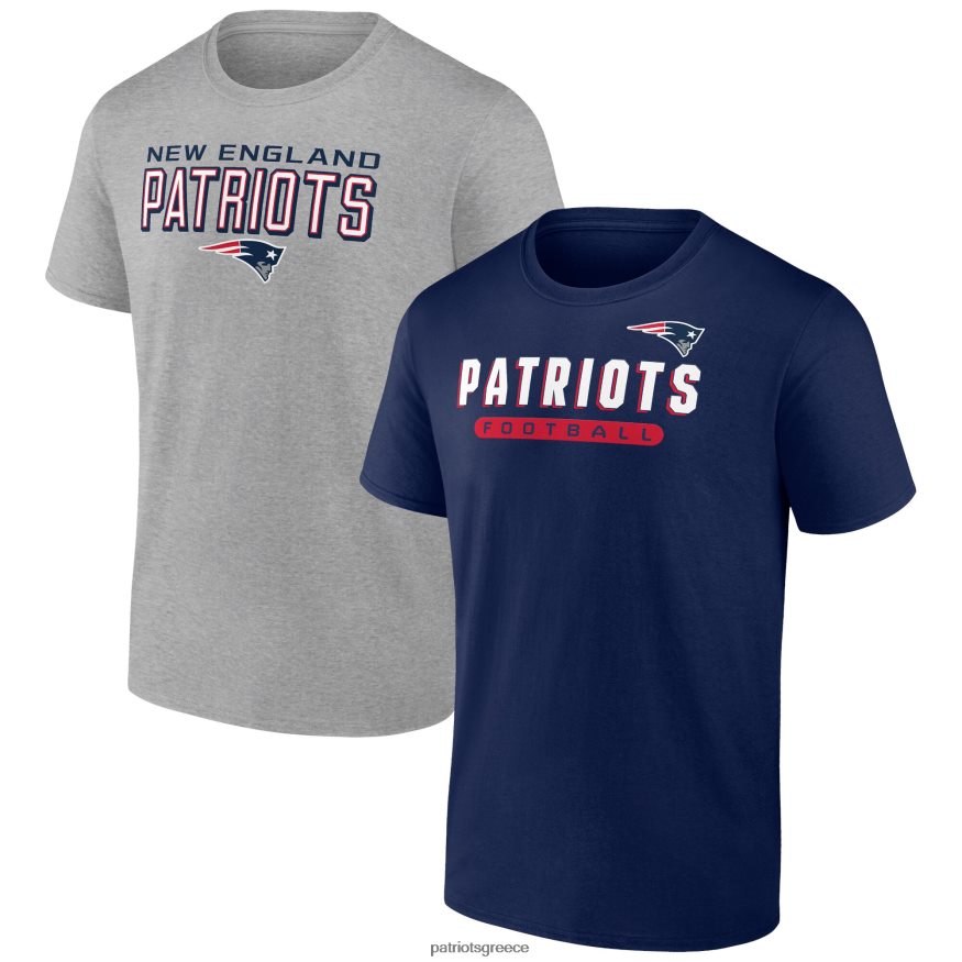 Patriots Jersey σύνθετο πακέτο μπλουζών με επώνυμα ναυτικό/τριμμένο γκρι φανατικοί άνδρες είδη ένδυσης VPDHTZ2054