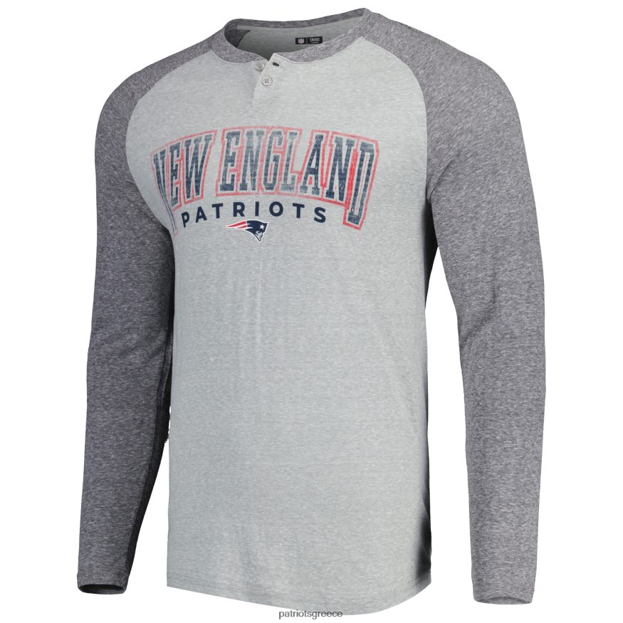Patriots Jersey concepts σπορ ερείκη γκρι ledger raglan μακρυμάνικο μπλουζάκι henley άνδρες είδη ένδυσης VPDHTZ1652