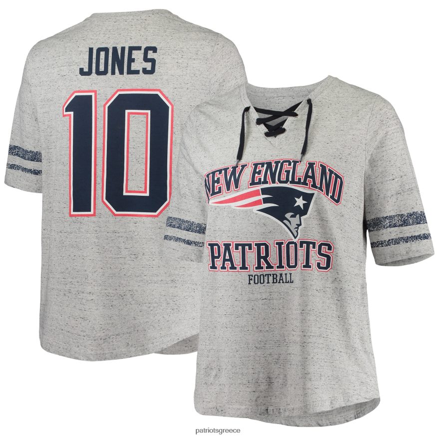 Patriots Jersey Μπλουζάκι με λαιμόκοψη με κορδόνι mac jones σε γκρι συν μέγεθος άνδρες είδη ένδυσης VPDHTZ2784