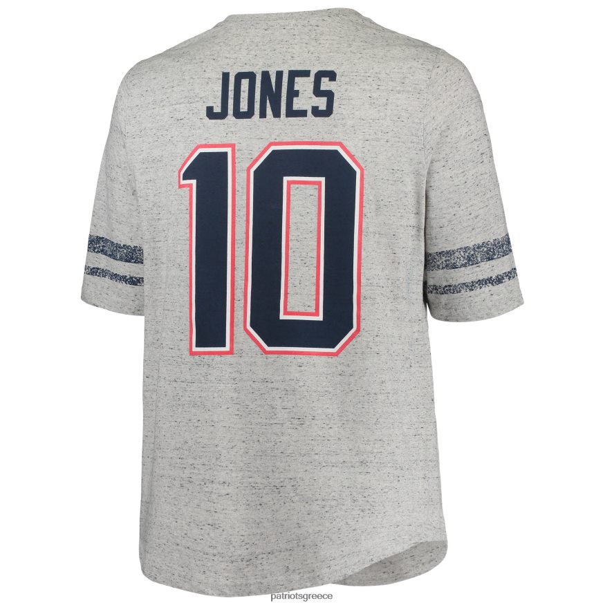 Patriots Jersey Μπλουζάκι με λαιμόκοψη με κορδόνι mac jones σε γκρι συν μέγεθος άνδρες είδη ένδυσης VPDHTZ2784