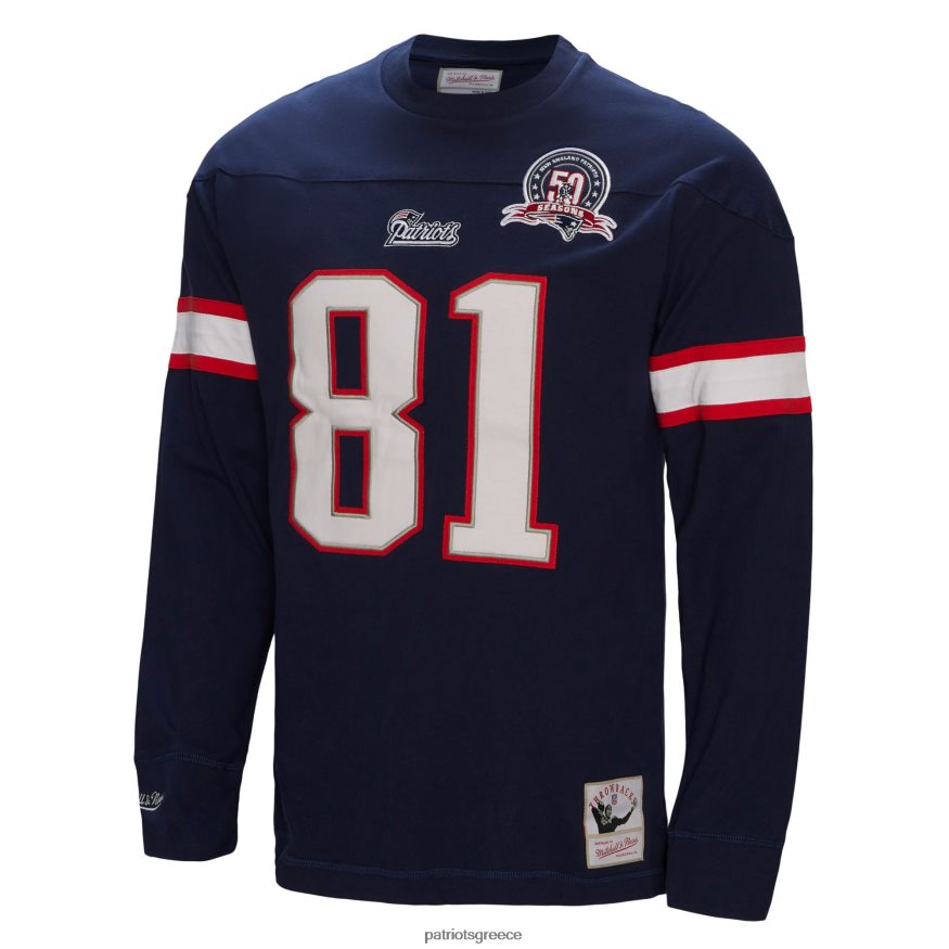 Patriots Jersey mitchell & ness randy moss navy συνταξιούχος παίκτης όνομα & νούμερο μακρυμάνικο μπλουζάκι άνδρες είδη ένδυσης VPDHTZ1854