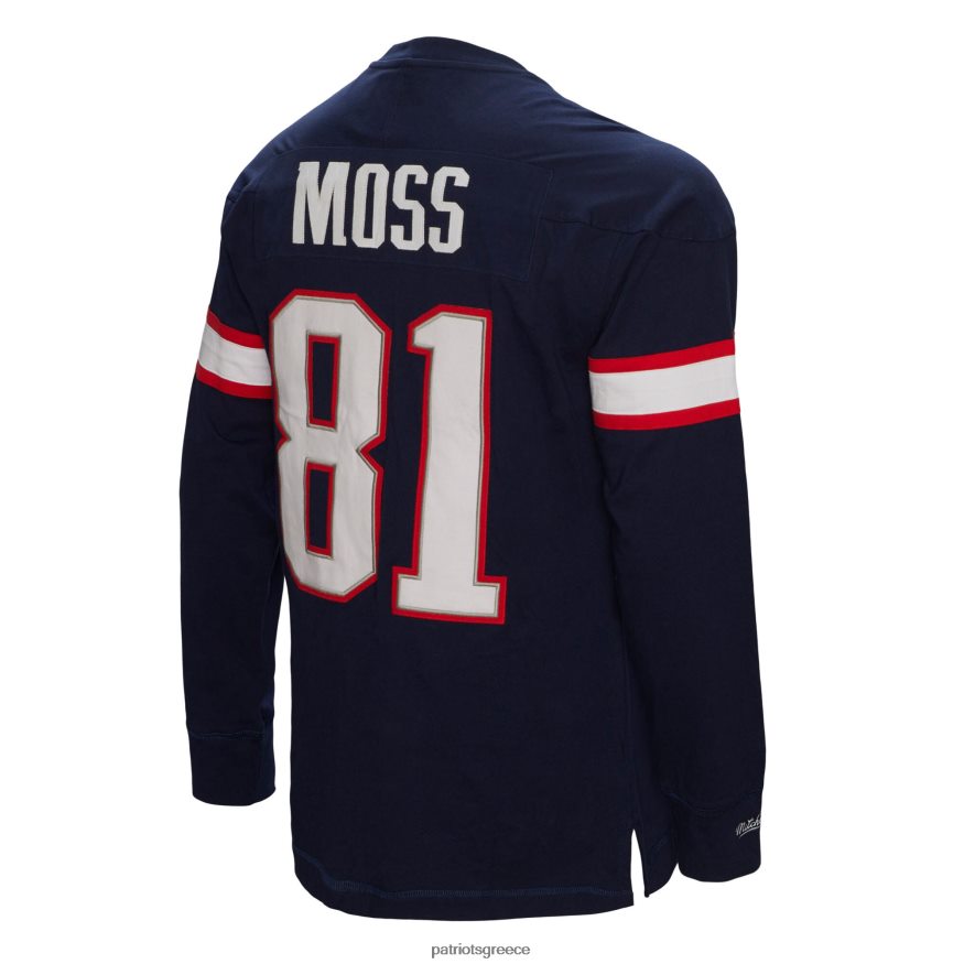 Patriots Jersey mitchell & ness randy moss navy συνταξιούχος παίκτης όνομα & νούμερο μακρυμάνικο μπλουζάκι άνδρες είδη ένδυσης VPDHTZ1854
