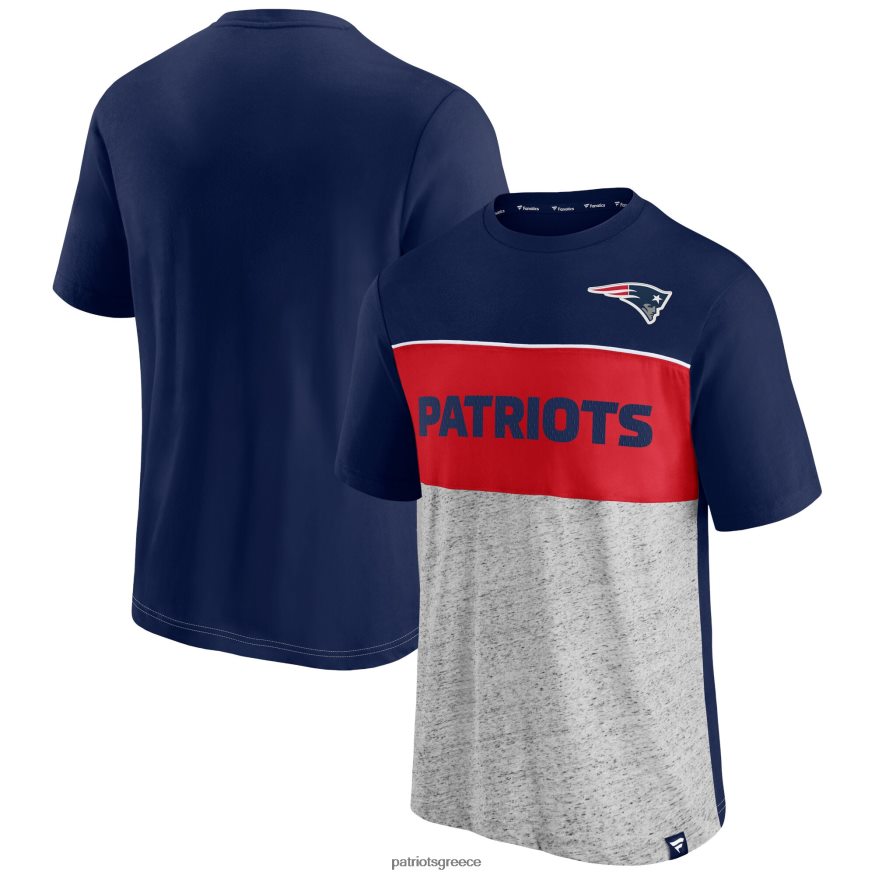 Patriots Jersey φανατικές επώνυμα navy/heathered γκρι colorblock μπλουζάκι άνδρες είδη ένδυσης VPDHTZ1914