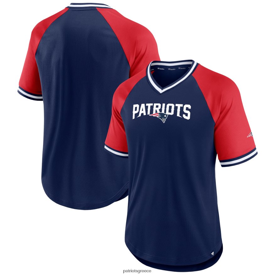 Patriots Jersey φανατικοί επώνυμα navy/red second wind raglan μπλουζάκι με λαιμόκοψη άνδρες είδη ένδυσης VPDHTZ1858