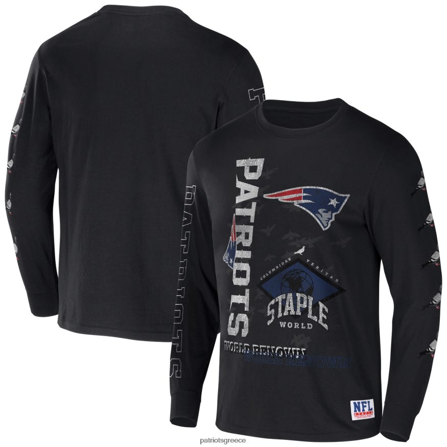 Patriots Jersey nfl x staple μαύρο μακρυμάνικο μπλουζάκι παγκοσμίου φήμης άνδρες είδη ένδυσης VPDHTZ1928