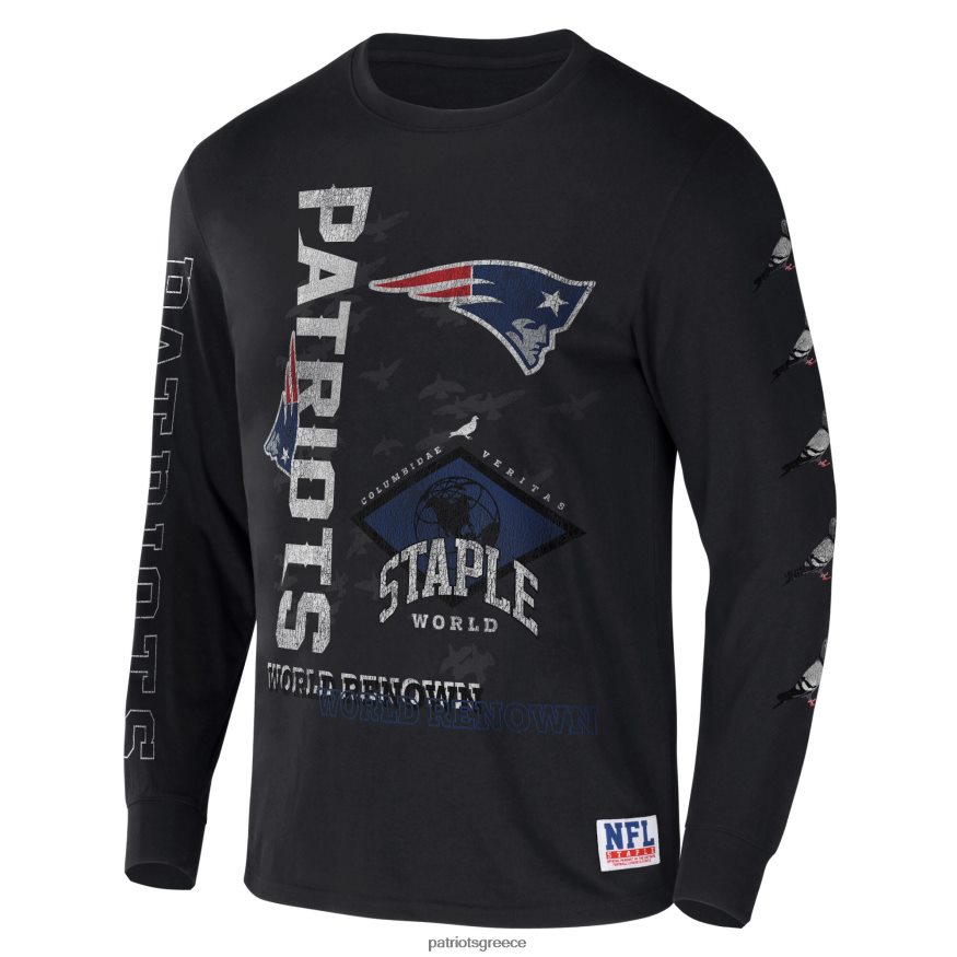 Patriots Jersey nfl x staple μαύρο μακρυμάνικο μπλουζάκι παγκοσμίου φήμης άνδρες είδη ένδυσης VPDHTZ1928