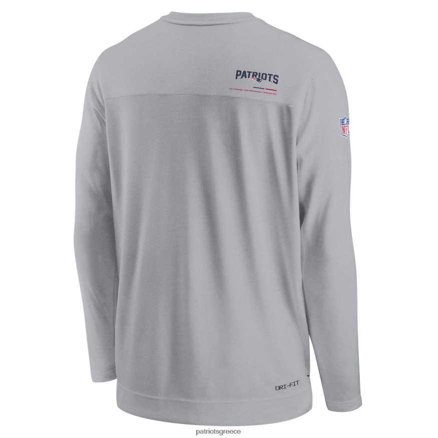 Patriots Jersey Μπλουζάκι απόδοσης με μακρύ μανίκι με λαιμόκοψη σε γκρι γκρι nike coach chevron lock up άνδρες είδη ένδυσης VPDHTZ1930