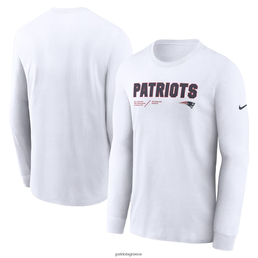 Patriots Jersey Μακρυμάνικο μπλουζάκι nike λευκό πλαϊνό infographic lock up απόδοσης άνδρες είδη ένδυσης VPDHTZ1917