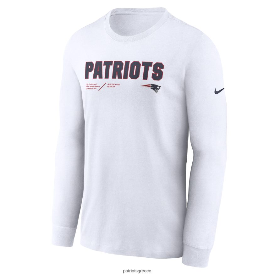 Patriots Jersey Μακρυμάνικο μπλουζάκι nike λευκό πλαϊνό infographic lock up απόδοσης άνδρες είδη ένδυσης VPDHTZ1917