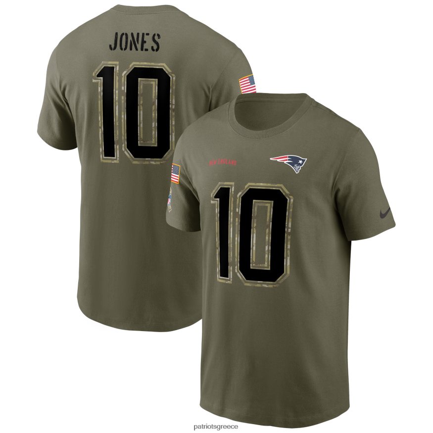 Patriots Jersey nike mac jones olive 2022 χαιρετισμός στο μπλουζάκι με όνομα και αριθμό υπηρεσίας άνδρες είδη ένδυσης VPDHTZ1866