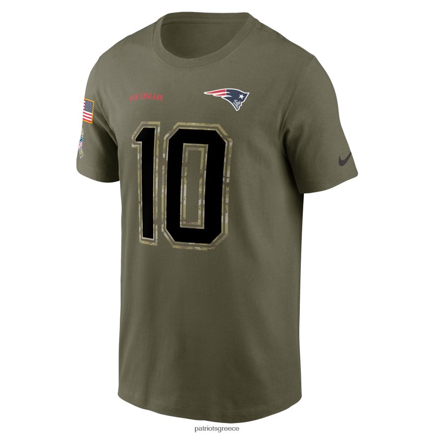 Patriots Jersey nike mac jones olive 2022 χαιρετισμός στο μπλουζάκι με όνομα και αριθμό υπηρεσίας άνδρες είδη ένδυσης VPDHTZ1866