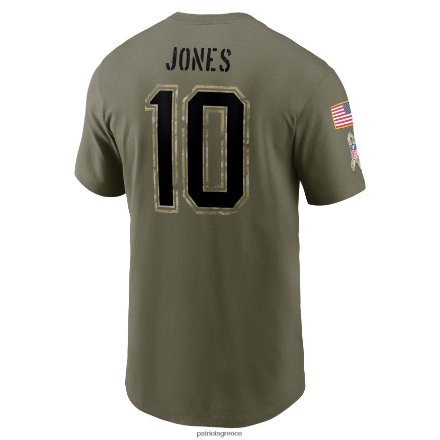 Patriots Jersey nike mac jones olive 2022 χαιρετισμός στο μπλουζάκι με όνομα και αριθμό υπηρεσίας άνδρες είδη ένδυσης VPDHTZ1866