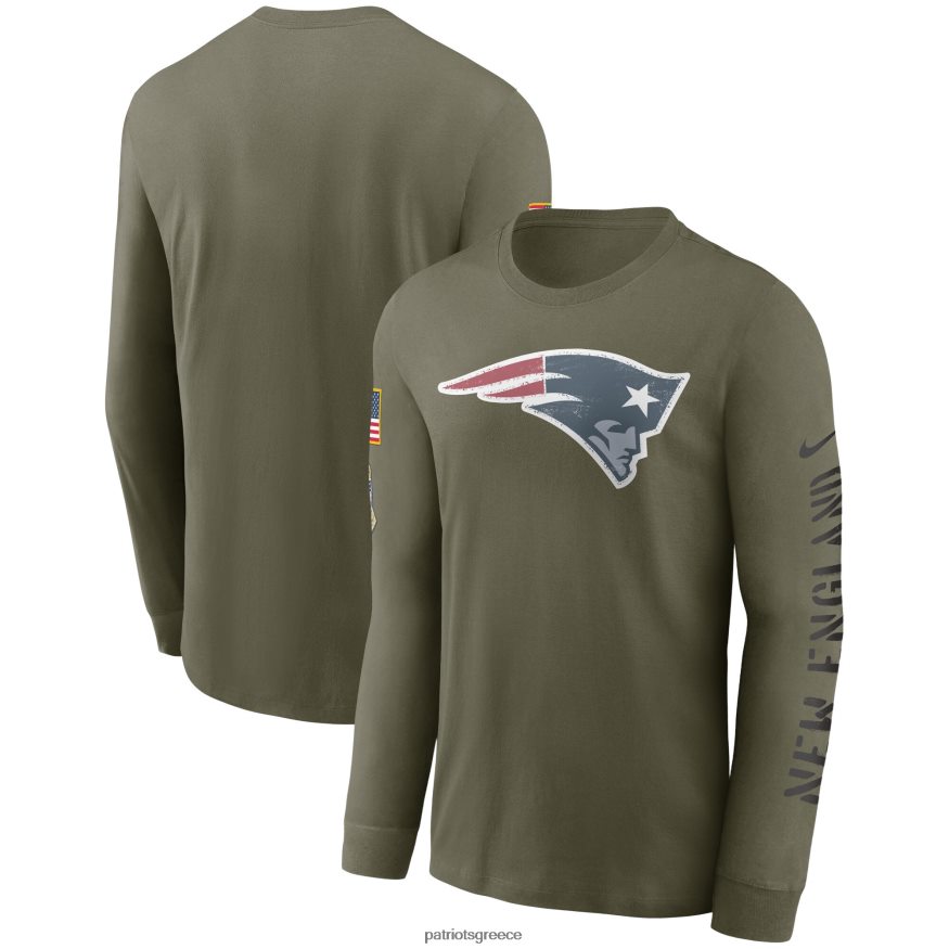 Patriots Jersey nike olive 2022 χαιρετισμός στο σέρβις μακρυμάνικο μπλουζάκι άνδρες είδη ένδυσης VPDHTZ1793
