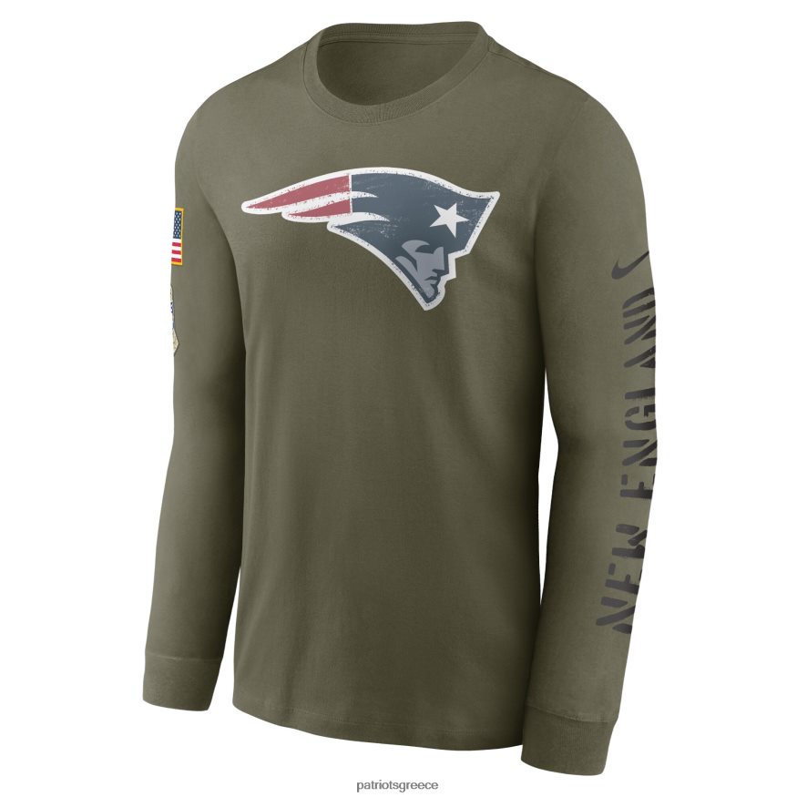 Patriots Jersey nike olive 2022 χαιρετισμός στο σέρβις μακρυμάνικο μπλουζάκι άνδρες είδη ένδυσης VPDHTZ1793