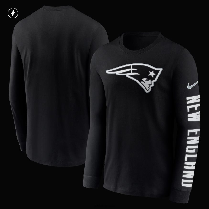 Patriots Jersey Μπλουζάκι nike μαύρο rflctv με όνομα και λογότυπο άνδρες είδη ένδυσης VPDHTZ1814