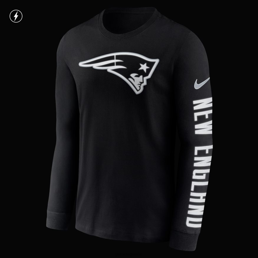 Patriots Jersey Μπλουζάκι nike μαύρο rflctv με όνομα και λογότυπο άνδρες είδη ένδυσης VPDHTZ1814