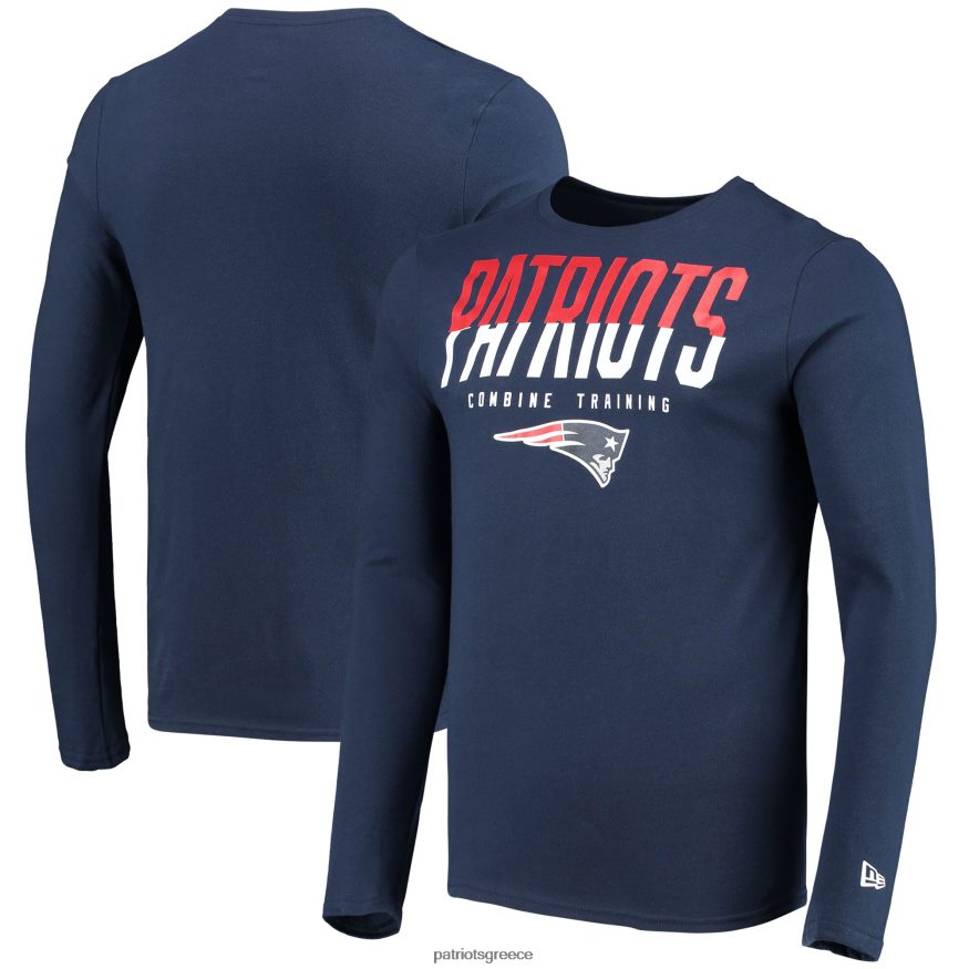 Patriots Jersey νέας εποχής ναυτικό συνδυάζει αυθεντικό μακρυμάνικο μπλουζάκι σε split γραμμή άνδρες είδη ένδυσης VPDHTZ2040
