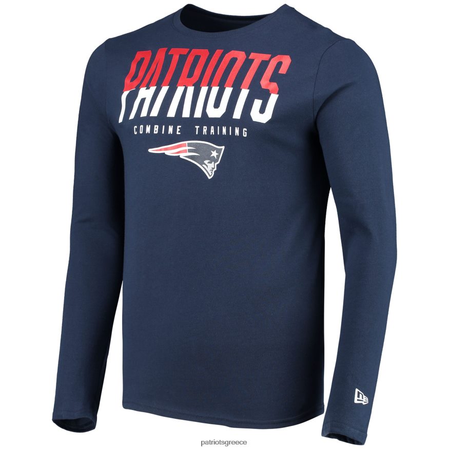 Patriots Jersey νέας εποχής ναυτικό συνδυάζει αυθεντικό μακρυμάνικο μπλουζάκι σε split γραμμή άνδρες είδη ένδυσης VPDHTZ2040