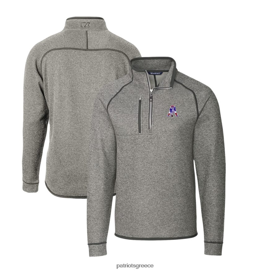 Patriots Jersey Μεγάλο και ψηλό πουλόβερ πουλόβερ με μισό φερμουάρ πουλόβερ με γκρι πλεκτό με φερμουάρ άνδρες είδη ένδυσης VPDHTZ2123