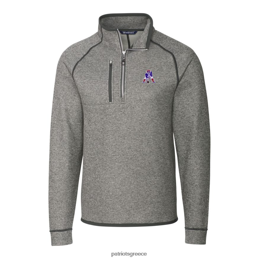 Patriots Jersey Μεγάλο και ψηλό πουλόβερ πουλόβερ με μισό φερμουάρ πουλόβερ με γκρι πλεκτό με φερμουάρ άνδρες είδη ένδυσης VPDHTZ2123