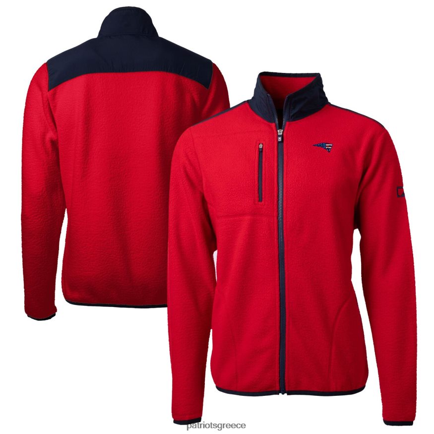 Patriots Jersey cutter & buck κόκκινο μεγάλο & ψηλό ομαδικό cascade eco sherpa fleece μπουφάν με φερμουάρ άνδρες είδη ένδυσης VPDHTZ2110