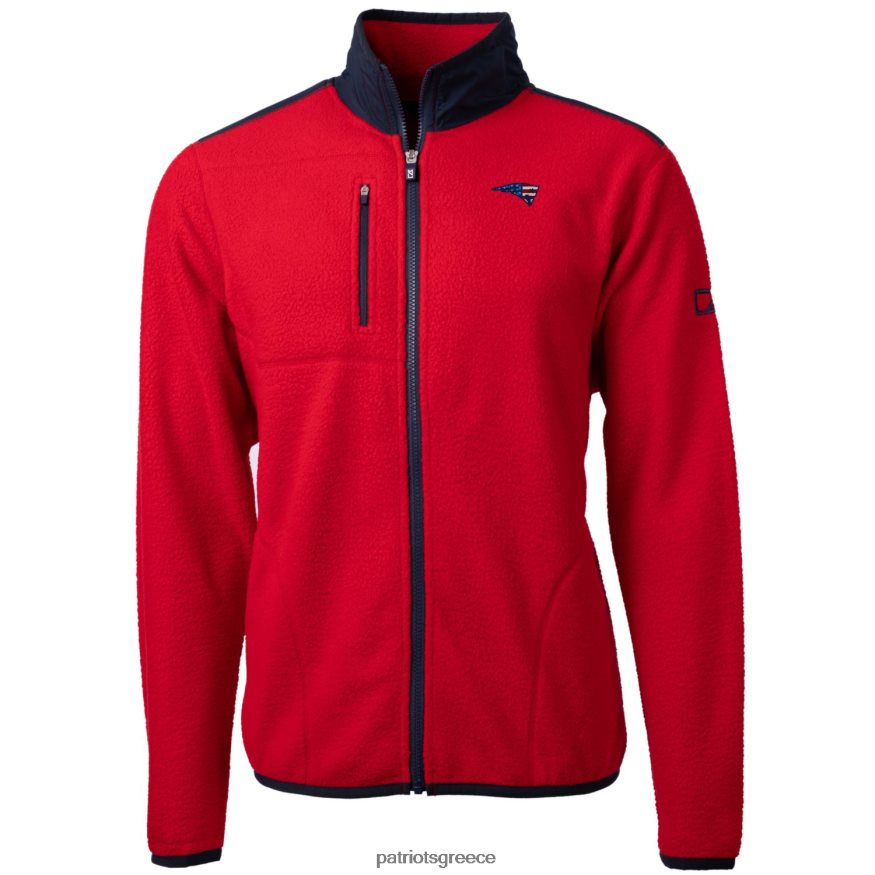 Patriots Jersey cutter & buck κόκκινο μεγάλο & ψηλό ομαδικό cascade eco sherpa fleece μπουφάν με φερμουάρ άνδρες είδη ένδυσης VPDHTZ2110