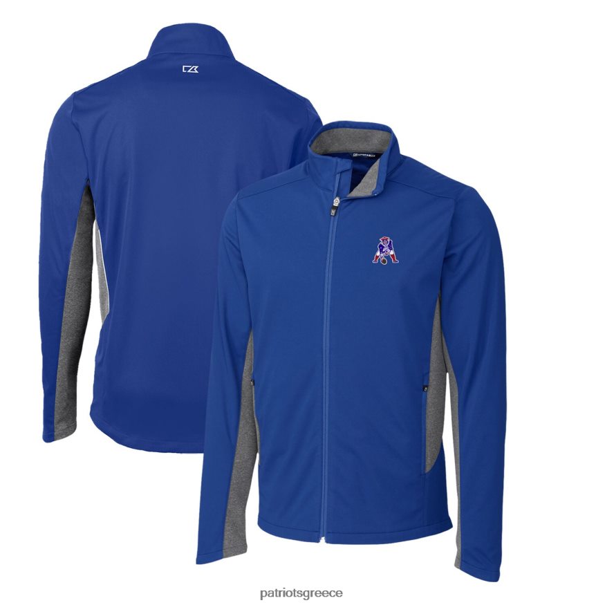 Patriots Jersey cutter & buck royal throwback logo navigate softshell μεγάλο και ψηλό μπουφάν με φερμουάρ άνδρες είδη ένδυσης VPDHTZ2126