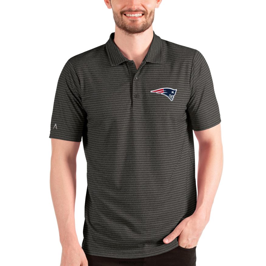 Patriots Jersey antigua heathered black/silver esteem polo άνδρες είδη ένδυσης VPDHTZ1483