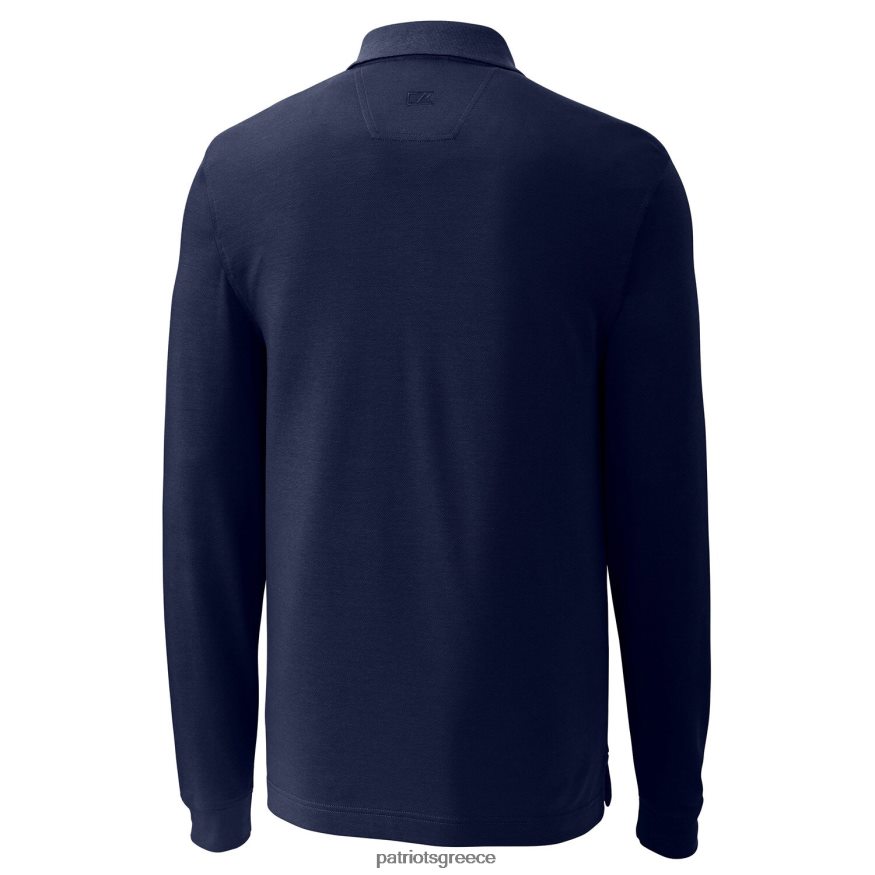 Patriots Jersey cutter & buck navy πλεονέκτημα πικέ μακρυμάνικο πόλο άνδρες είδη ένδυσης VPDHTZ1568