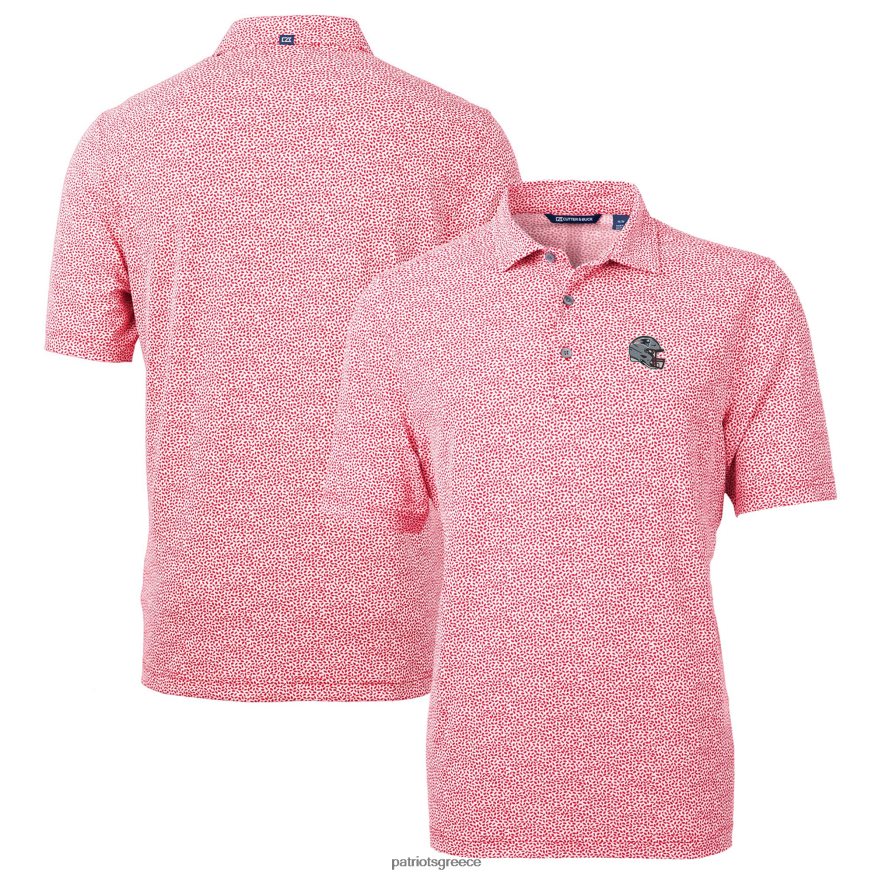 Patriots Jersey cutter & buck κόκκινο κράνος virtue eco pique βοτανική στάμπα ανακυκλωμένο πόλο άνδρες είδη ένδυσης VPDHTZ1296