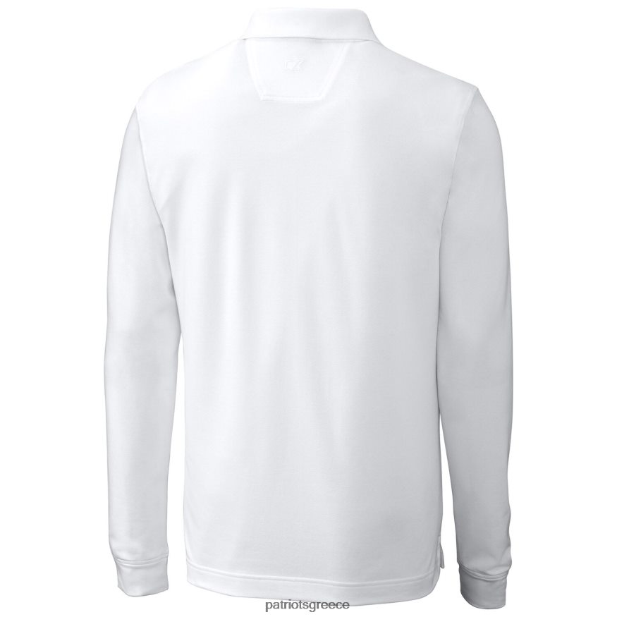 Patriots Jersey cutter & buck white team πλεονέκτημα πικέ μακρυμάνικο πόλο άνδρες είδη ένδυσης VPDHTZ1547