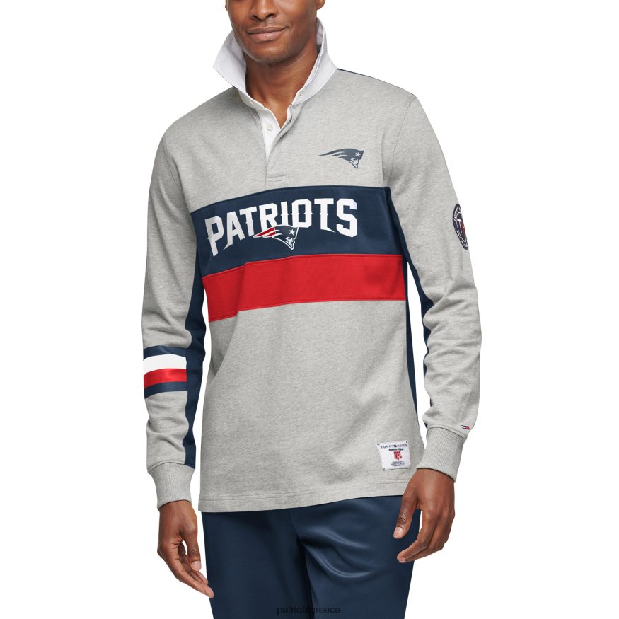 Patriots Jersey tommy hilfiger γκρι/ναυτικό ράγκμπι μακρυμάνικο πόλο άνδρες είδη ένδυσης VPDHTZ1337