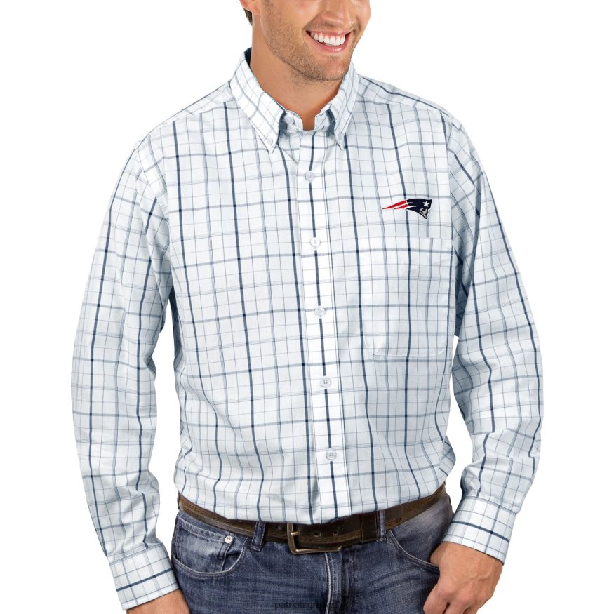 Patriots Jersey Antigua λευκό/ναυτικό έντονο πουκάμισο με μακρυμάνικο κουμπιά άνδρες είδη ένδυσης VPDHTZ1677