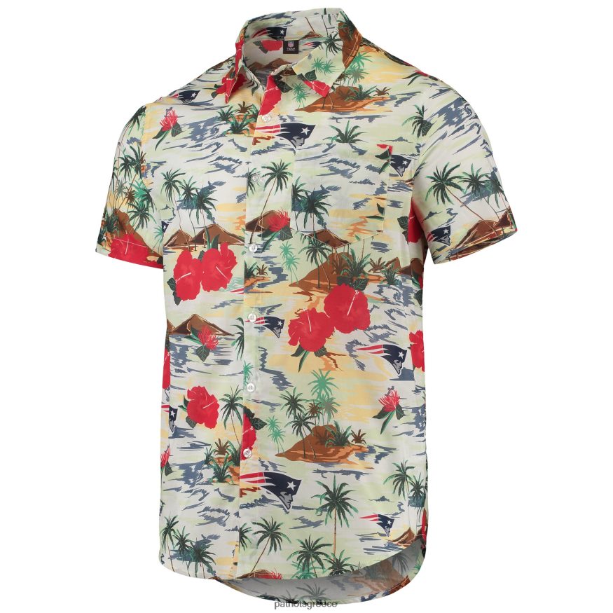 Patriots Jersey Foco cream paradise floral πουκάμισο με κουμπιά άνδρες είδη ένδυσης VPDHTZ1632