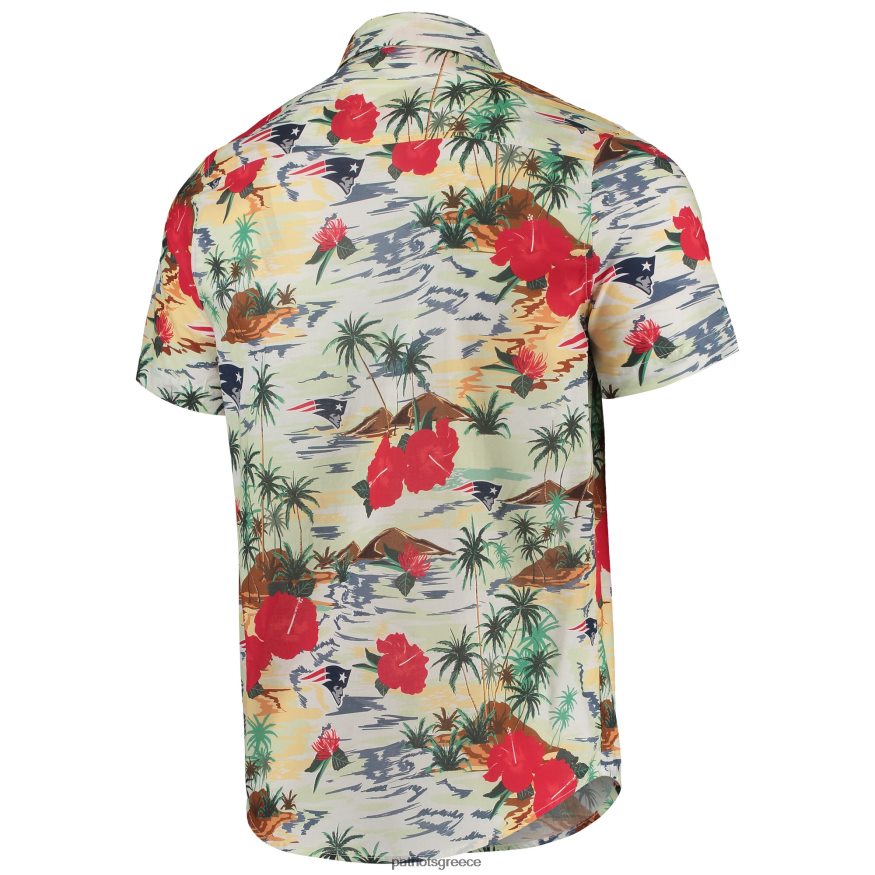 Patriots Jersey Foco cream paradise floral πουκάμισο με κουμπιά άνδρες είδη ένδυσης VPDHTZ1632