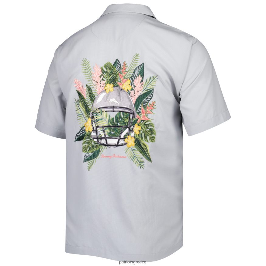 Patriots Jersey Τόμι Μπαχάμα γκρι καρύδα πουκάμισο με κουμπιά με κουμπιά άνδρες είδη ένδυσης VPDHTZ1643