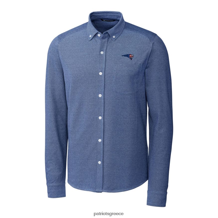 Patriots Jersey Πικέ πλεονέκτημα τριπλό πουκάμισο με μακρύ μανίκι και με κουμπιά άνδρες είδη ένδυσης VPDHTZ1668