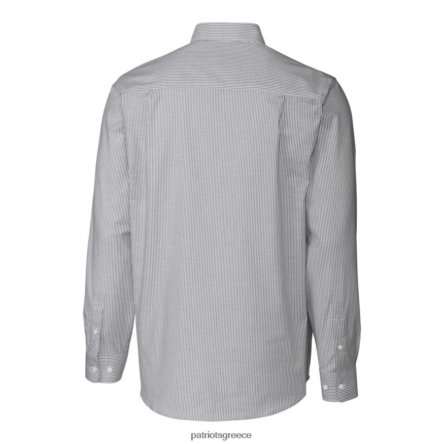 Patriots Jersey cutter & buck κάρβουνο λογότυπο μεγάλο και ψηλό πουκάμισο με μακρυμάνικο με κουμπιά ριγέ της Οξφόρδης άνδρες είδη ένδυσης VPDHTZ1669