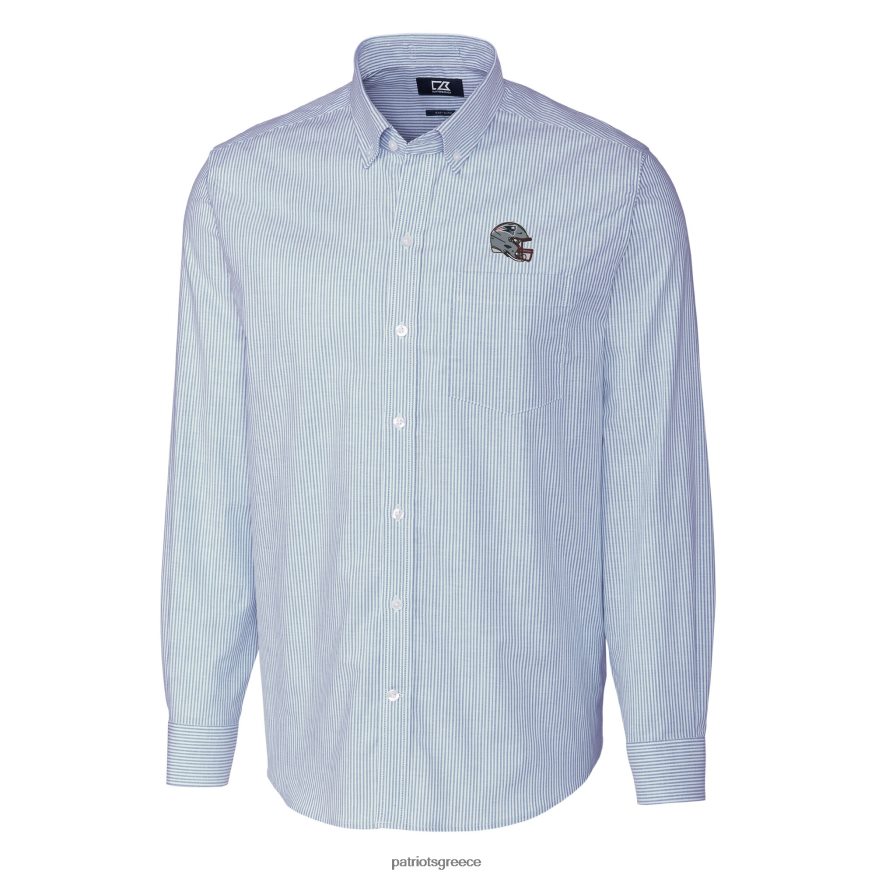 Patriots Jersey πουκάμισο με μακρυμάνικο με κουμπιά με κουμπιά με μακρυμάνικο ριγέ ριγέ oxford άνδρες είδη ένδυσης VPDHTZ1634