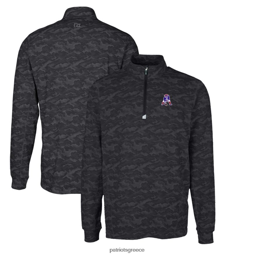 Patriots Jersey Μαύρο λογότυπο κοπής & μπουκ, μεγάλη και ψηλή τραβέρσα με στάμπα πουλόβερ με ελαστικό τέταρτο με φερμουάρ άνδρες είδη ένδυσης VPDHTZ2116