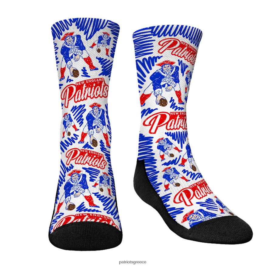 Patriots Jersey rock em κάλτσες αναδρομής λογότυπο σκίτσο κάλτσες πληρώματος παιδιά αξεσουάρ VPDHTZ2915
