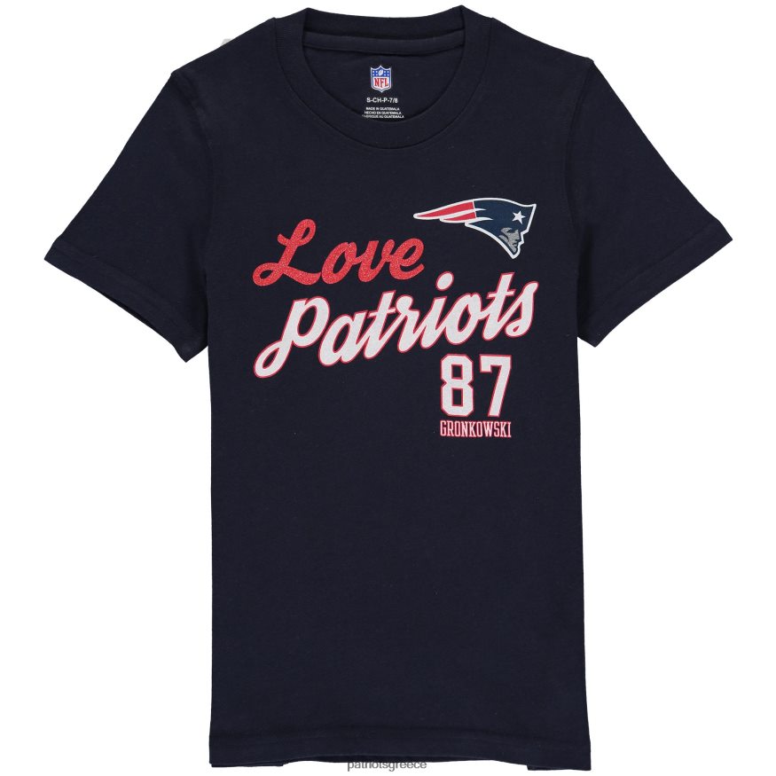 Patriots Jersey κορίτσια ληστεύουν gronkowski navy glitter ζωντανή αγάπη ομάδα παικτών όνομα & νούμερο μπλουζάκι παιδιά είδη ένδυσης VPDHTZ3138